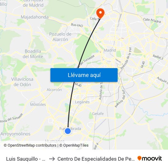 Luis Sauquillo - Grecia to Centro De Especialidades De Peñagrande. map