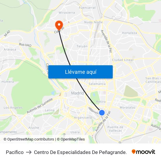 Pacífico to Centro De Especialidades De Peñagrande. map