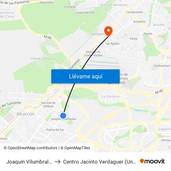 Joaquín Vilumbrales to Centro Jacinto Verdaguer (Uned) map