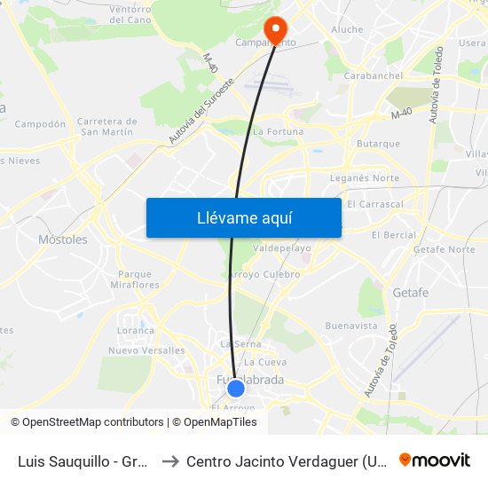 Luis Sauquillo - Grecia to Centro Jacinto Verdaguer (Uned) map