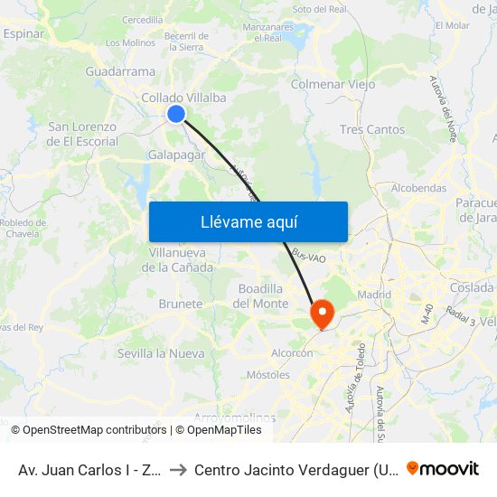 Av. Juan Carlos I - Zoco to Centro Jacinto Verdaguer (Uned) map