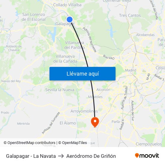 Galapagar - La Navata to Aeródromo De Griñón map