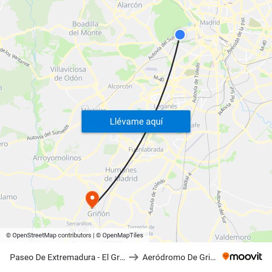 Paseo De Extremadura - El Greco to Aeródromo De Griñón map