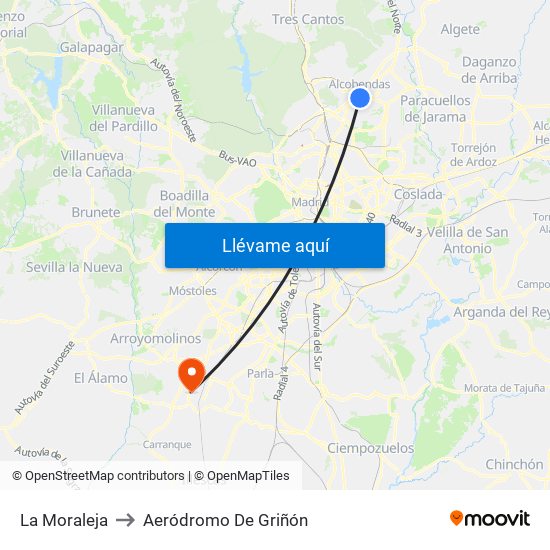 La Moraleja to Aeródromo De Griñón map
