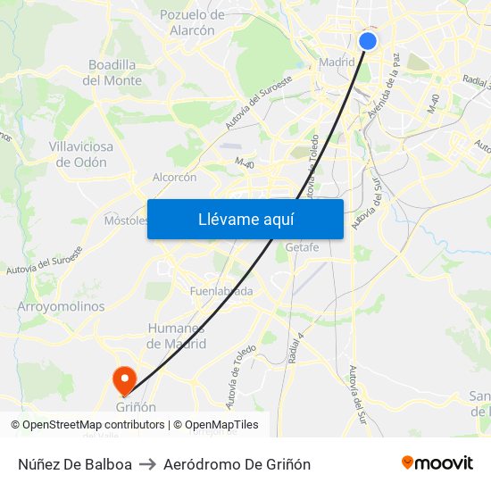 Núñez De Balboa to Aeródromo De Griñón map