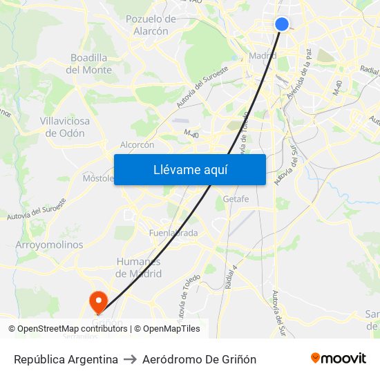 República Argentina to Aeródromo De Griñón map