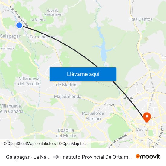 Galapagar - La Navata to Instituto Provincial De Oftalmología map