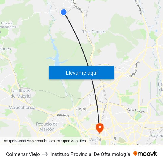 Colmenar Viejo to Instituto Provincial De Oftalmología map