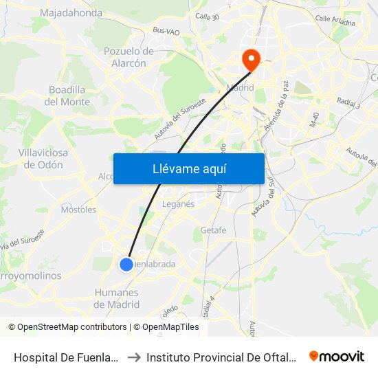 Hospital De Fuenlabrada to Instituto Provincial De Oftalmología map