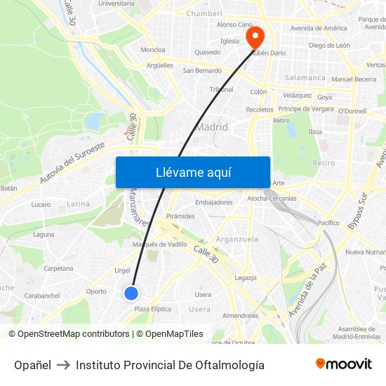 Opañel to Instituto Provincial De Oftalmología map