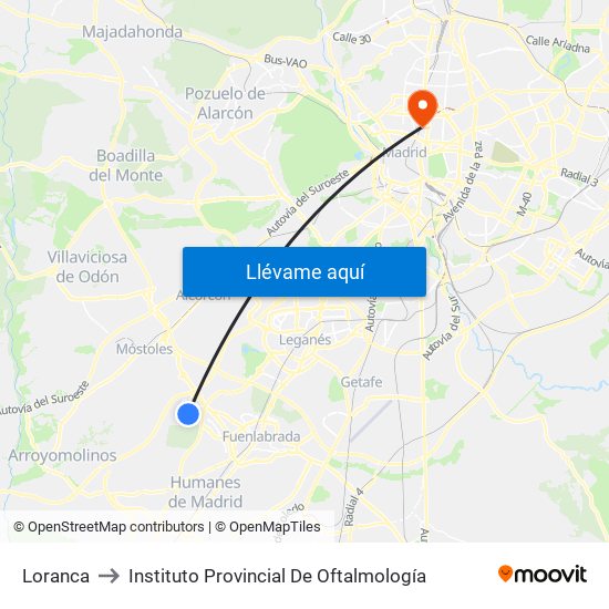 Loranca to Instituto Provincial De Oftalmología map