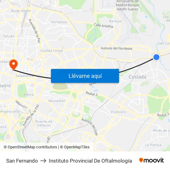 San Fernando to Instituto Provincial De Oftalmología map