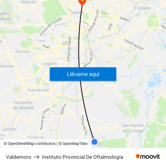 Valdemoro to Instituto Provincial De Oftalmología map