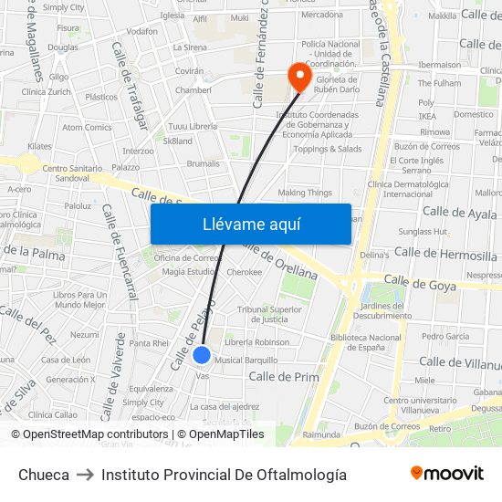 Chueca to Instituto Provincial De Oftalmología map