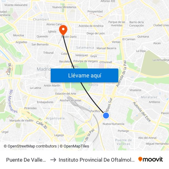 Puente De Vallecas to Instituto Provincial De Oftalmología map