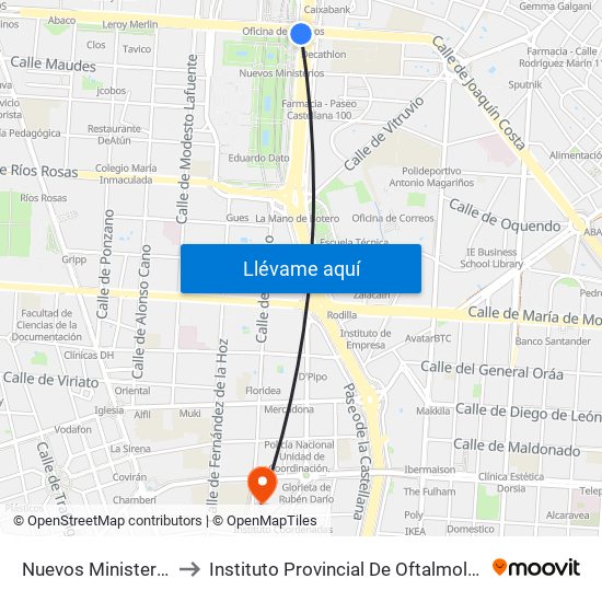 Nuevos Ministerios to Instituto Provincial De Oftalmología map