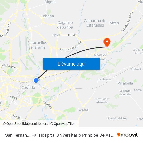 San Fernando to Hospital Universitario Príncipe De Asturias map