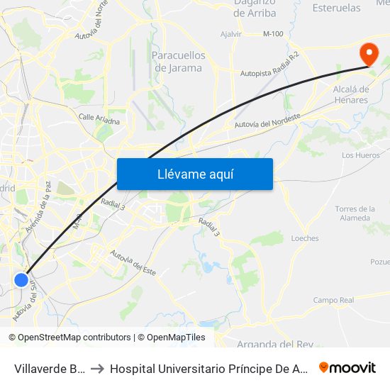 Villaverde Bajo to Hospital Universitario Príncipe De Asturias map