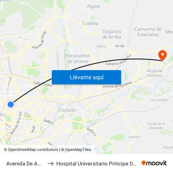 Avenida De América to Hospital Universitario Príncipe De Asturias map