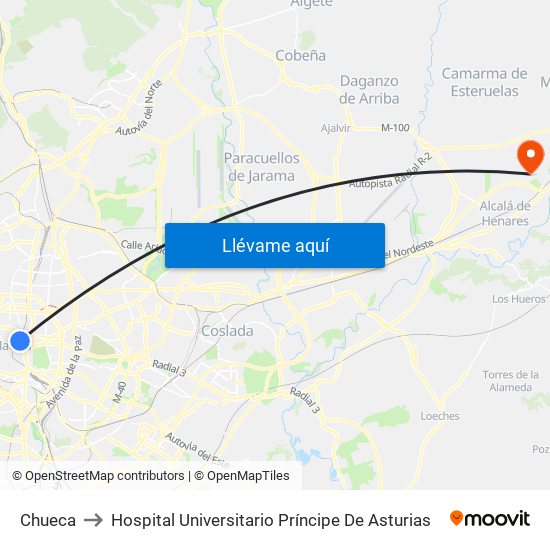 Chueca to Hospital Universitario Príncipe De Asturias map