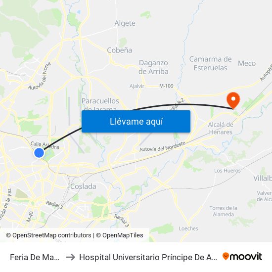 Feria De Madrid to Hospital Universitario Príncipe De Asturias map