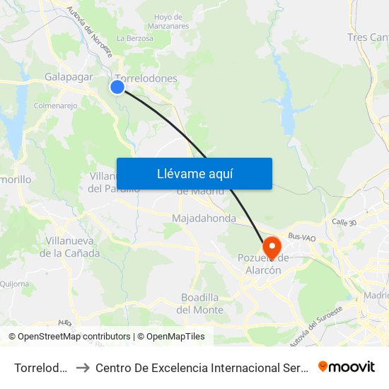 Torrelodones to Centro De Excelencia Internacional Sergio Arboleda map