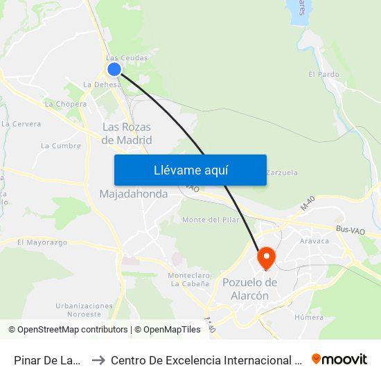 Pinar De Las Rozas to Centro De Excelencia Internacional Sergio Arboleda map