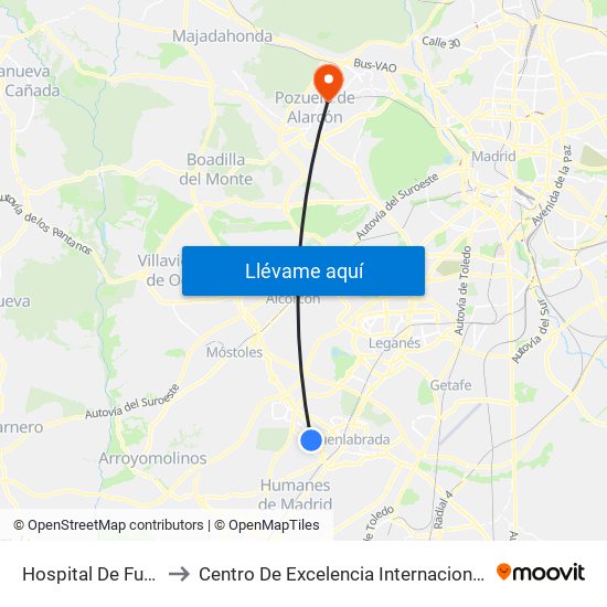 Hospital De Fuenlabrada to Centro De Excelencia Internacional Sergio Arboleda map