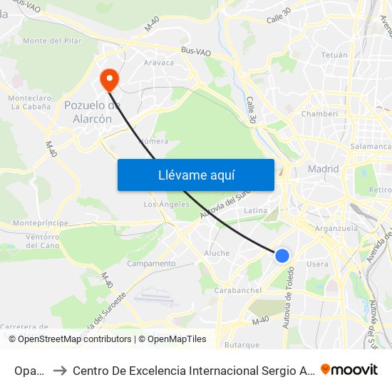 Opañel to Centro De Excelencia Internacional Sergio Arboleda map