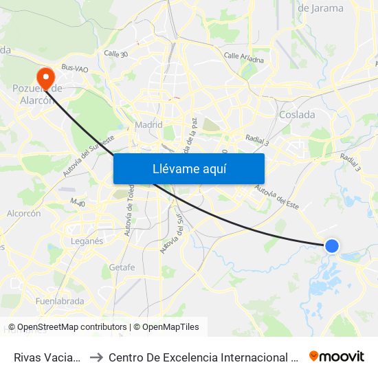 Rivas Vaciamadrid to Centro De Excelencia Internacional Sergio Arboleda map