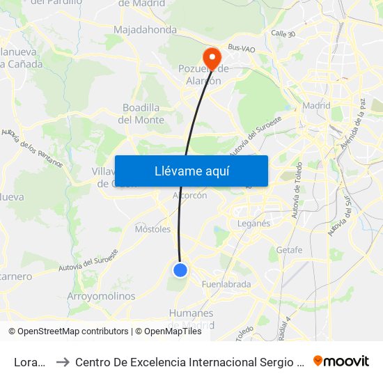 Loranca to Centro De Excelencia Internacional Sergio Arboleda map