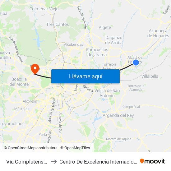 Vía Complutense - Brihuega to Centro De Excelencia Internacional Sergio Arboleda map