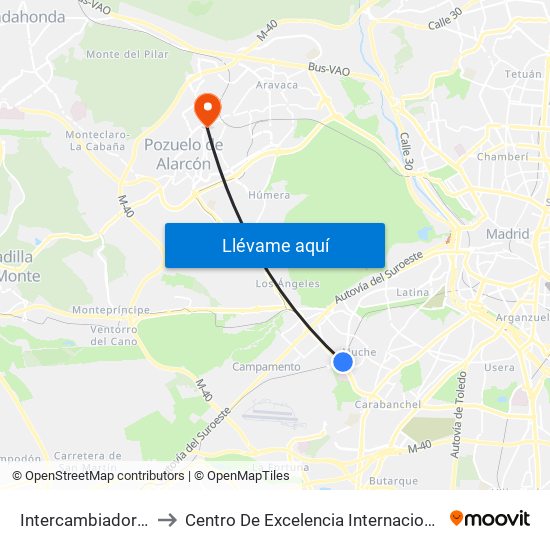 Intercambiador De Aluche to Centro De Excelencia Internacional Sergio Arboleda map
