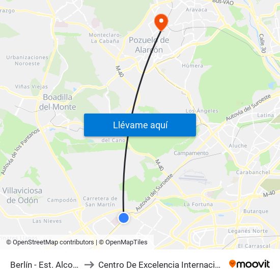 Berlín - Est. Alcorcón Central to Centro De Excelencia Internacional Sergio Arboleda map