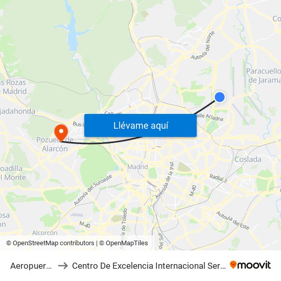 Aeropuerto T4 to Centro De Excelencia Internacional Sergio Arboleda map