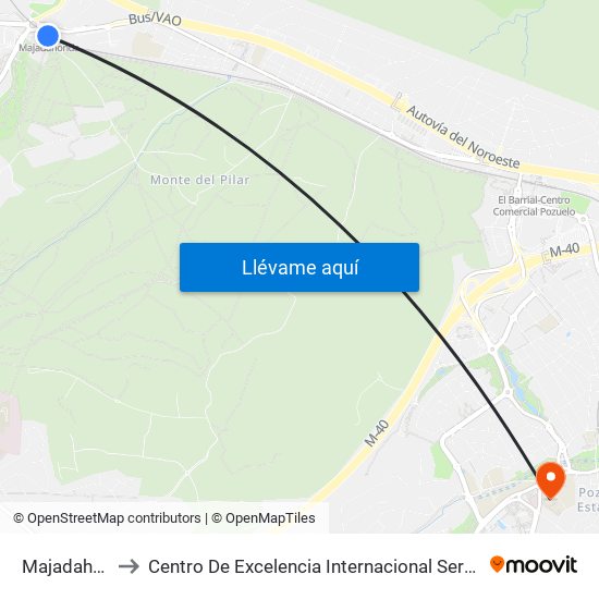 Majadahonda to Centro De Excelencia Internacional Sergio Arboleda map