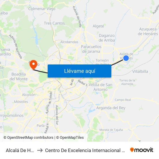 Alcalá De Henares to Centro De Excelencia Internacional Sergio Arboleda map