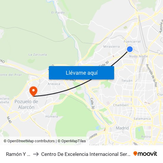 Ramón Y Cajal to Centro De Excelencia Internacional Sergio Arboleda map