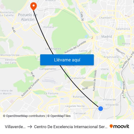 Villaverde Alto to Centro De Excelencia Internacional Sergio Arboleda map