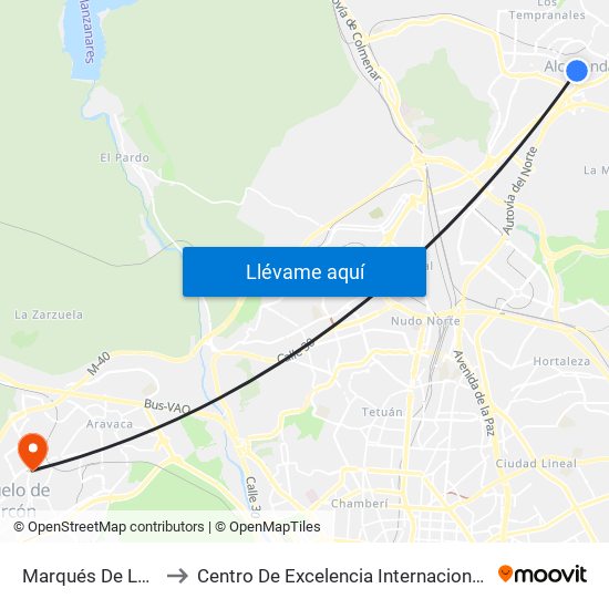 Marqués De La Valdavia to Centro De Excelencia Internacional Sergio Arboleda map