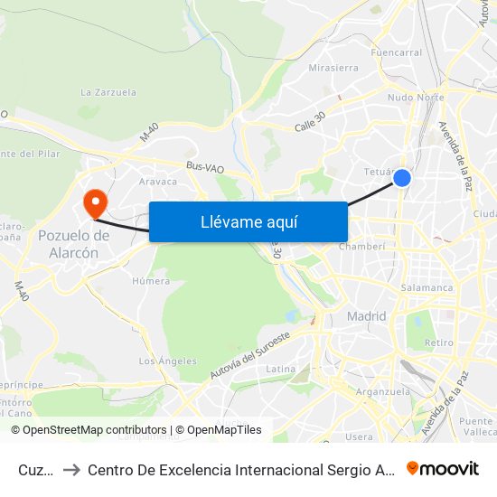 Cuzco to Centro De Excelencia Internacional Sergio Arboleda map