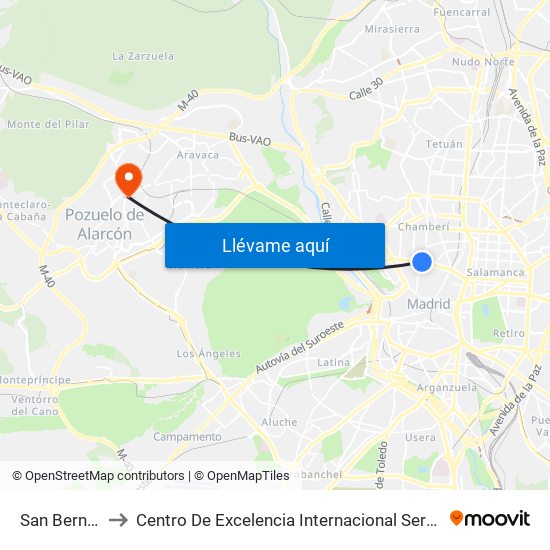 San Bernardo to Centro De Excelencia Internacional Sergio Arboleda map