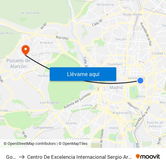Goya to Centro De Excelencia Internacional Sergio Arboleda map