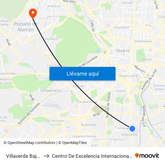 Villaverde Bajo - Cruce to Centro De Excelencia Internacional Sergio Arboleda map