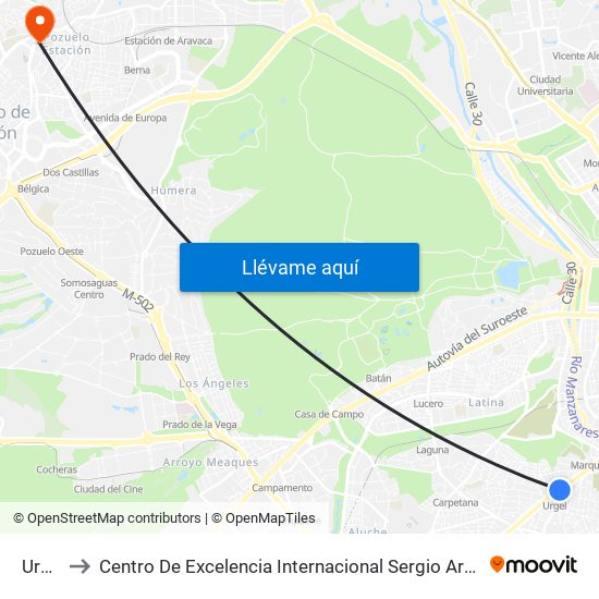 Urgel to Centro De Excelencia Internacional Sergio Arboleda map