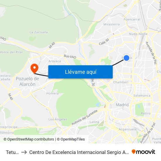 Tetuán to Centro De Excelencia Internacional Sergio Arboleda map