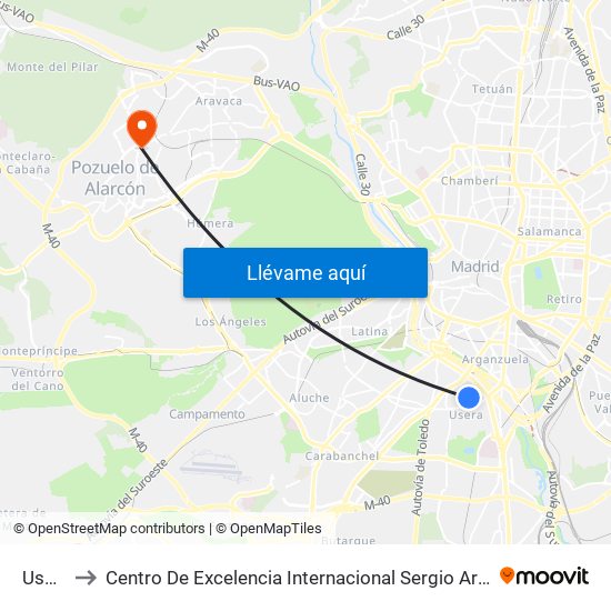 Usera to Centro De Excelencia Internacional Sergio Arboleda map