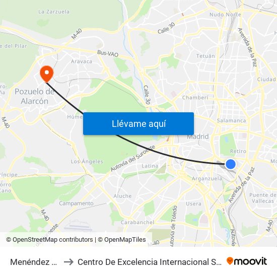 Menéndez Pelayo to Centro De Excelencia Internacional Sergio Arboleda map