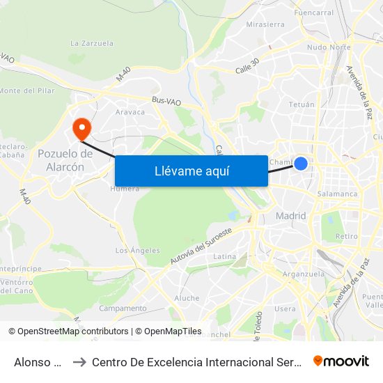 Alonso Cano to Centro De Excelencia Internacional Sergio Arboleda map