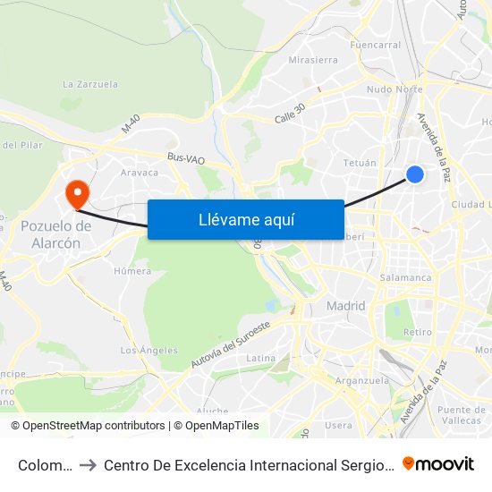 Colombia to Centro De Excelencia Internacional Sergio Arboleda map